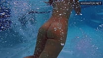 Swimming pool tight pussy rubbing by Lana